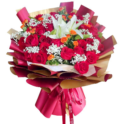 平顶山33朵红玫瑰百合，爱如同花般绽放
